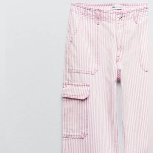 Zara pink and white striped cargo pants